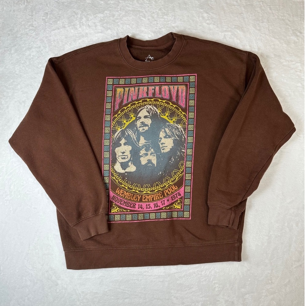 Pink Floyd Wembley Empire Pool 1974 Graphic Sweatshirt Brown XL